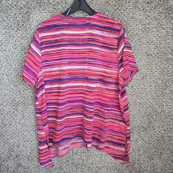 Catherines Top Womens Petite Plus 2XWP 22/24WP Pink Striped Button Up Ladies - Picture 7 of 7